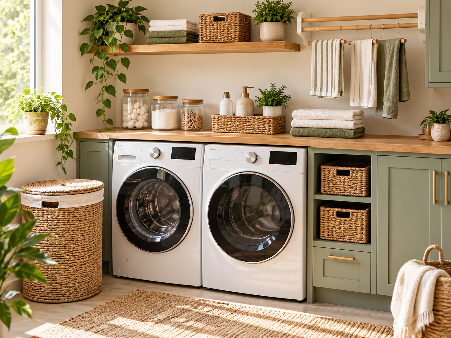 Organized modern laundry room